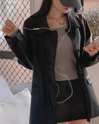 Roel Leather Half Jacket