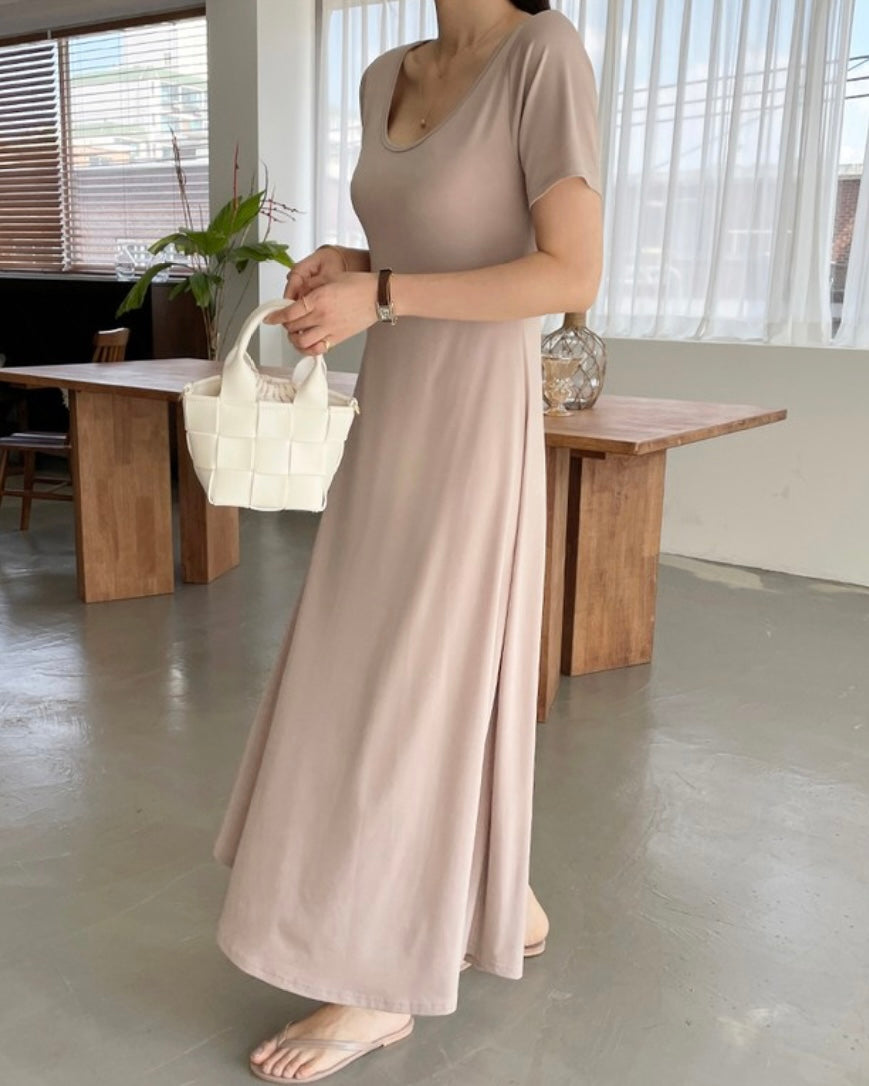 Cool U-Neck Short Sleeve Dress