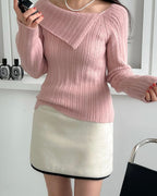 Unbalanced Collar Ribbed Knit