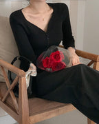 Heart-Neck Ribbed Knit Top