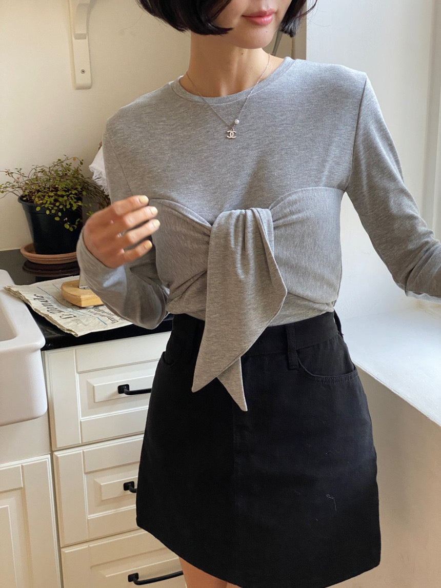Ribbon Bustier Long Sleeves Tee