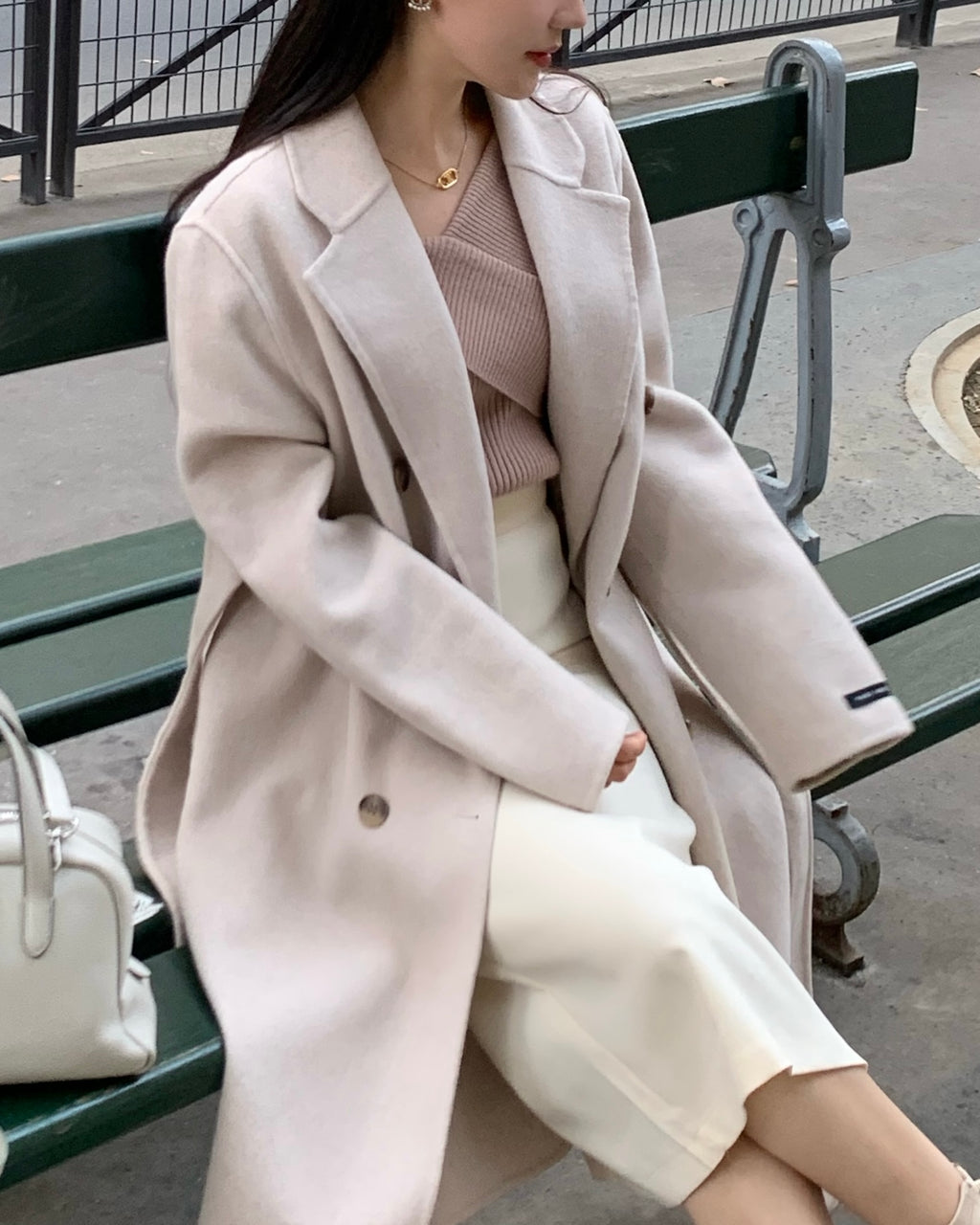 Double Button 100% Wool Coat
