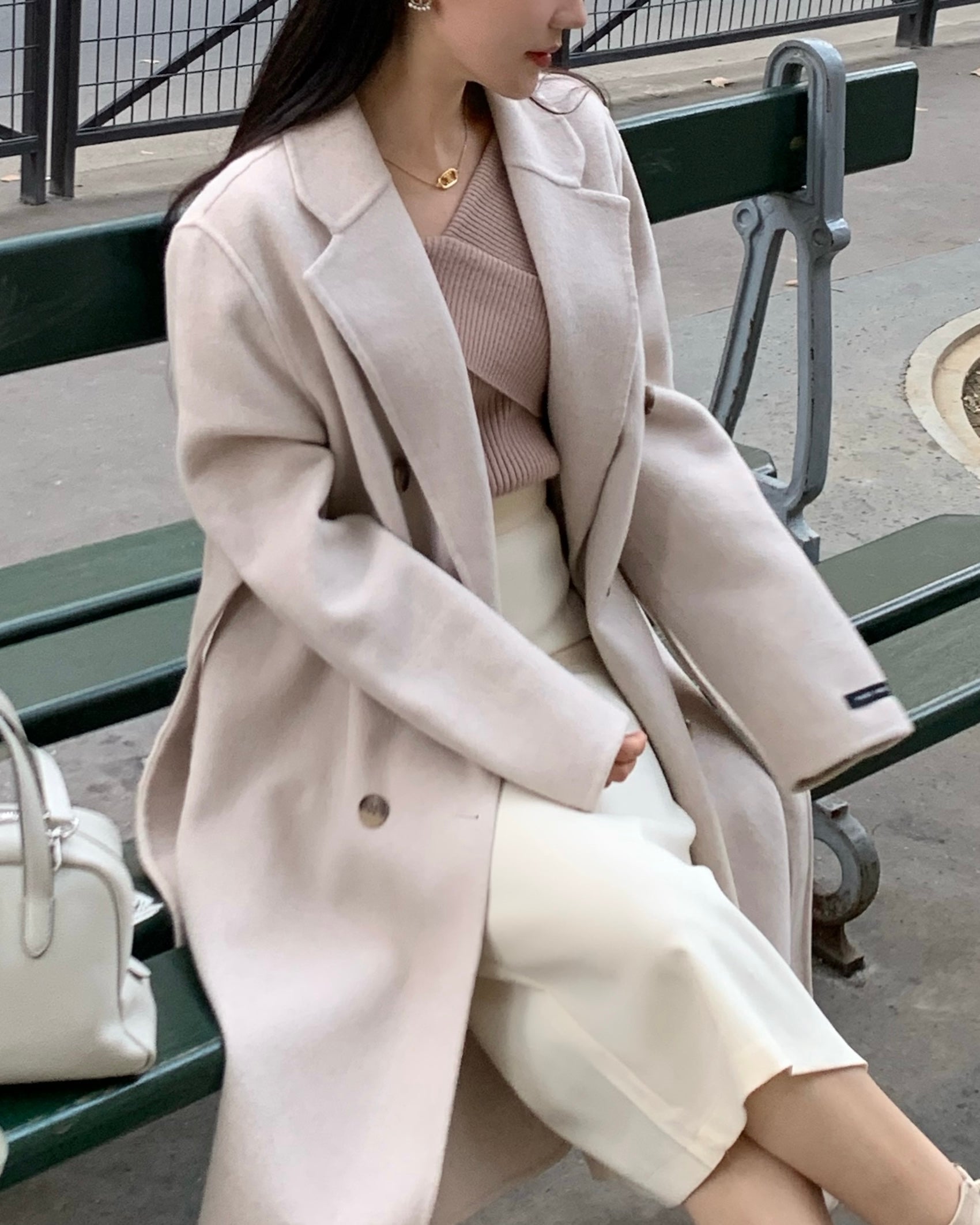Double Button 100% Wool Coat