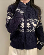 Nordic Cable Knit Zip-Up