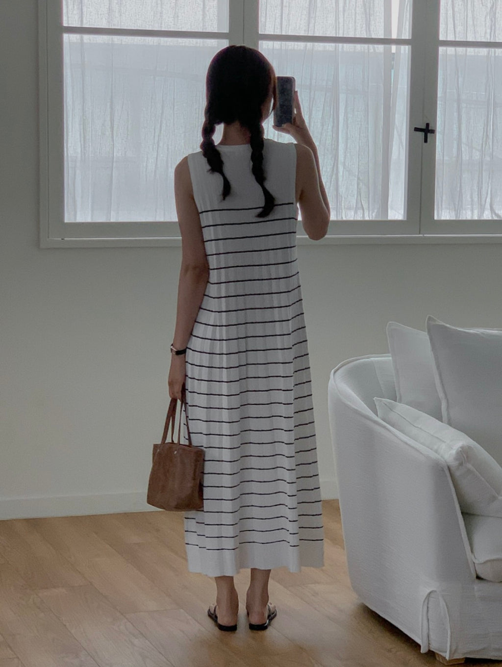 Striped Pleats Dress