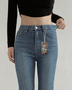 [S,M,L] Tunnel Waistband Stretchy Flared Denim Pants