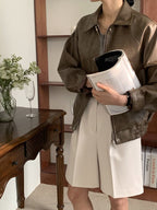Premium Crackle Leather Blouson
