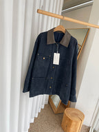 Leather Collar Denim Jacket
