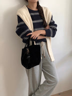 Pipi Striped Knit & Shawl Set