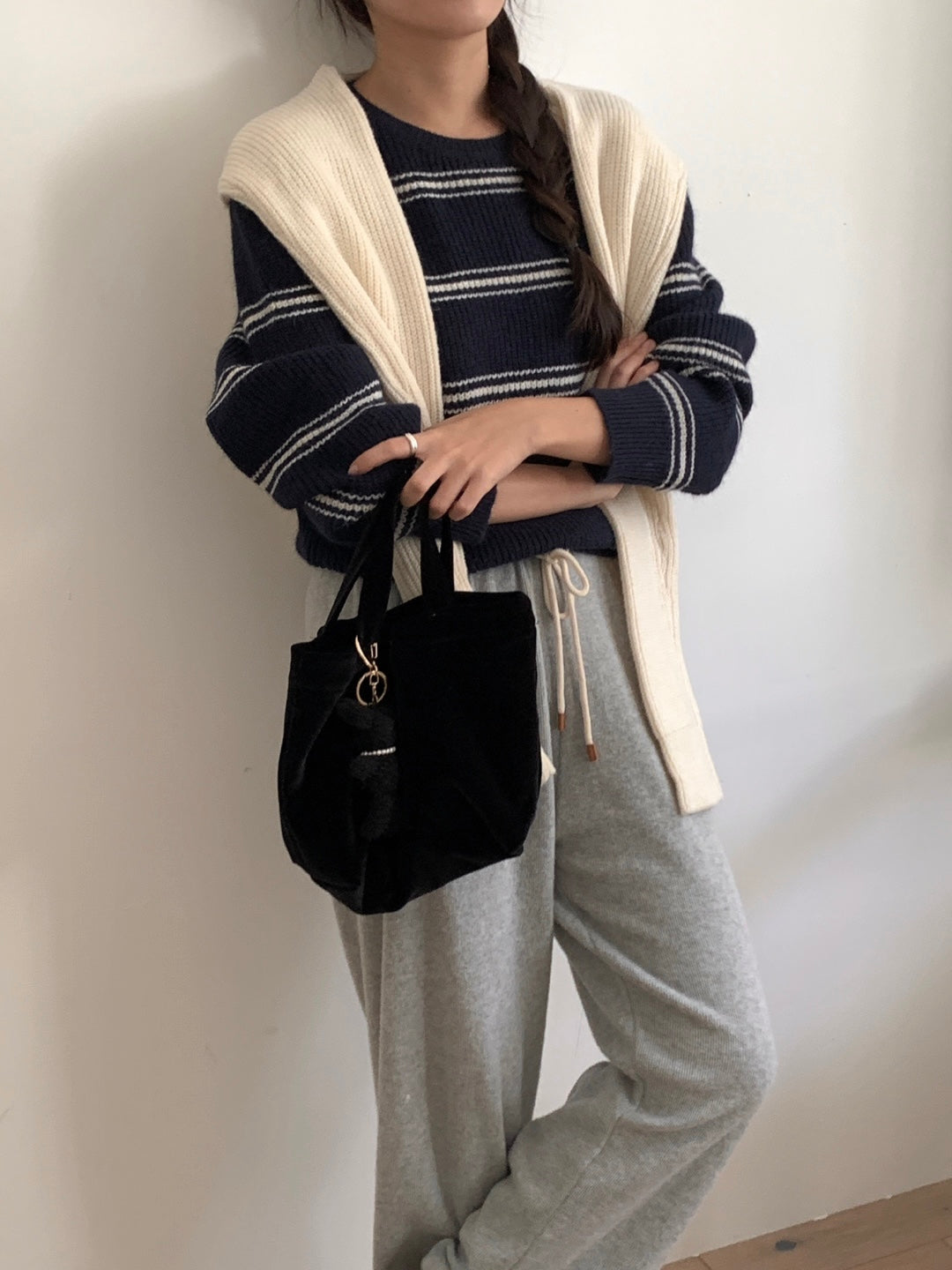 Pipi Striped Knit & Shawl Set