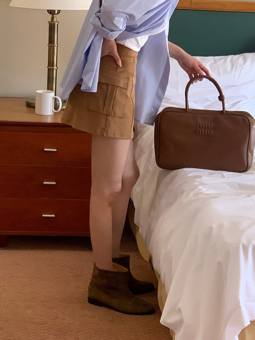 [S,M] Suede Pocket Skirt