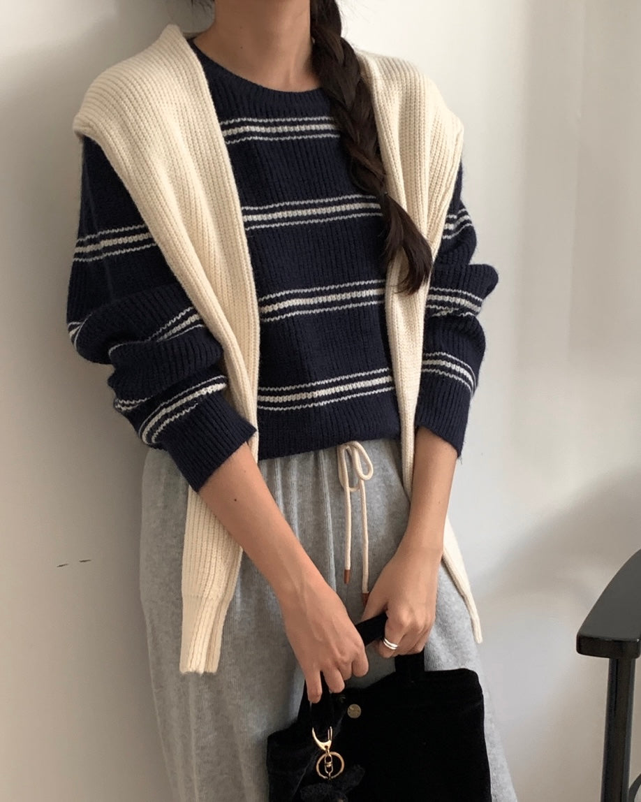 Pipi Striped Knit & Shawl Set