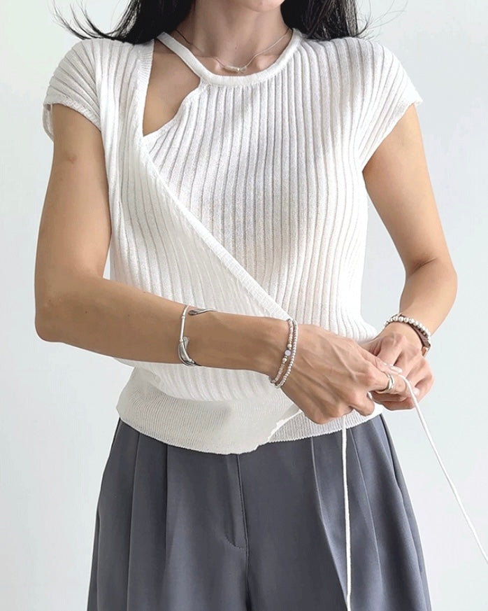 Wrap Cap-Sleeve Knit