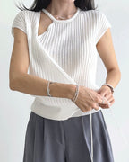 Wrap Cap-Sleeve Knit