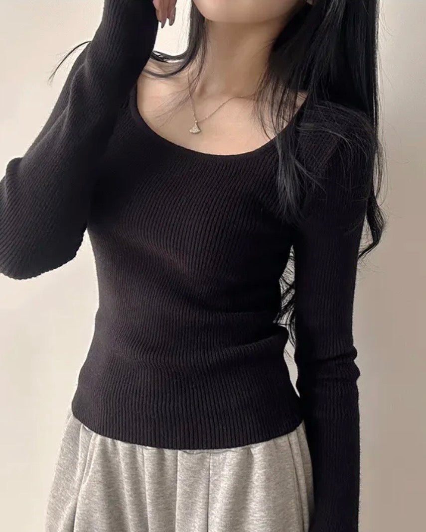 Alina Square-Neck Knit Top