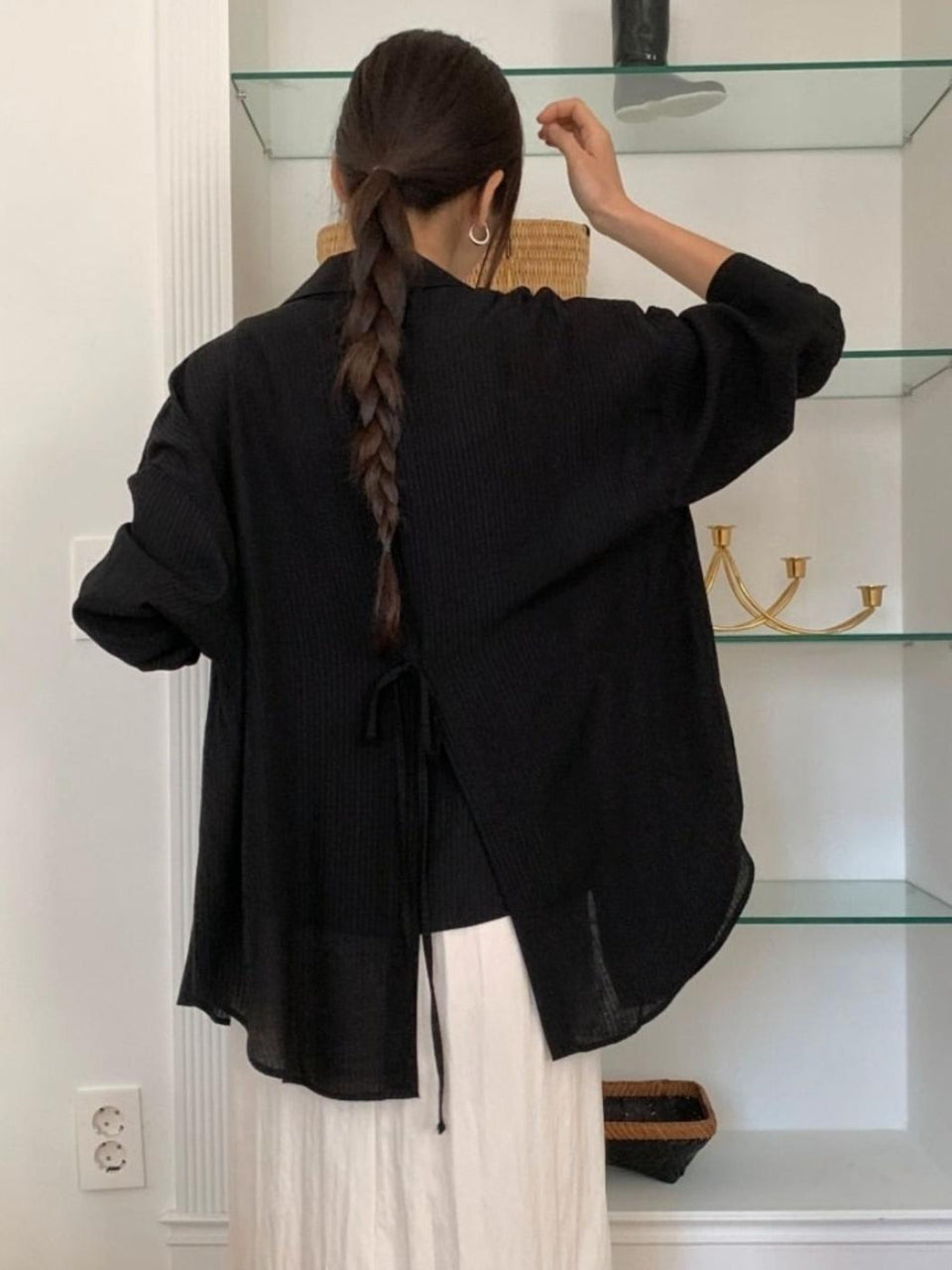 Back Ribbon Oversized Fit Shirt