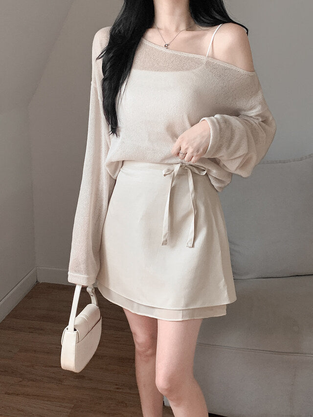 Ribbon Banding Mini Skirt