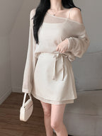 Ribbon Banding Mini Skirt