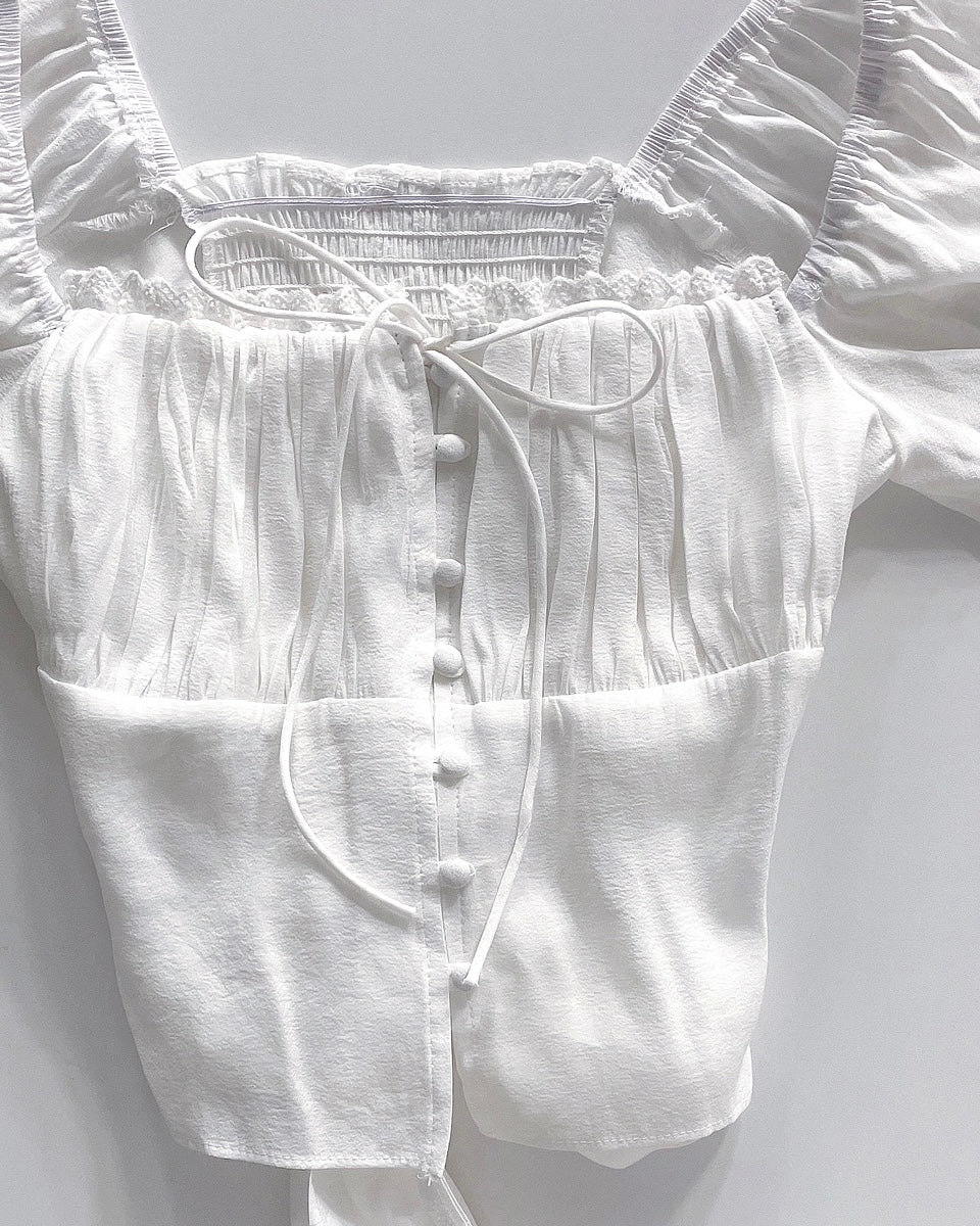 Square-Neck Cropped Blouse