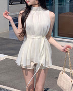 [ Sale Excluded ] Halter-Neck Chiffon Blouse