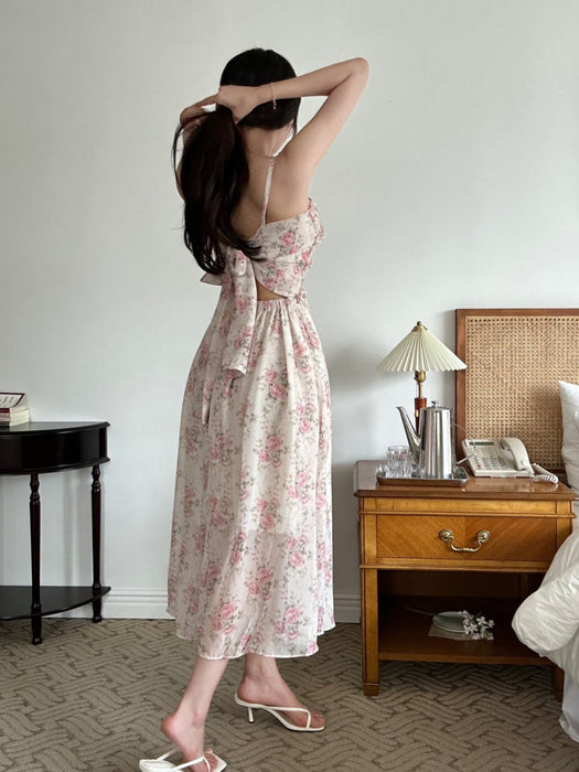 Flower Back Ribbon Dress