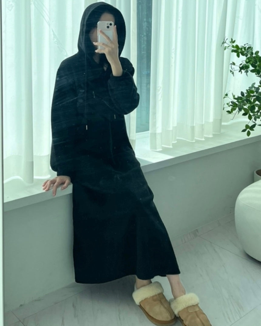 Fleece Hoodie Long Dress