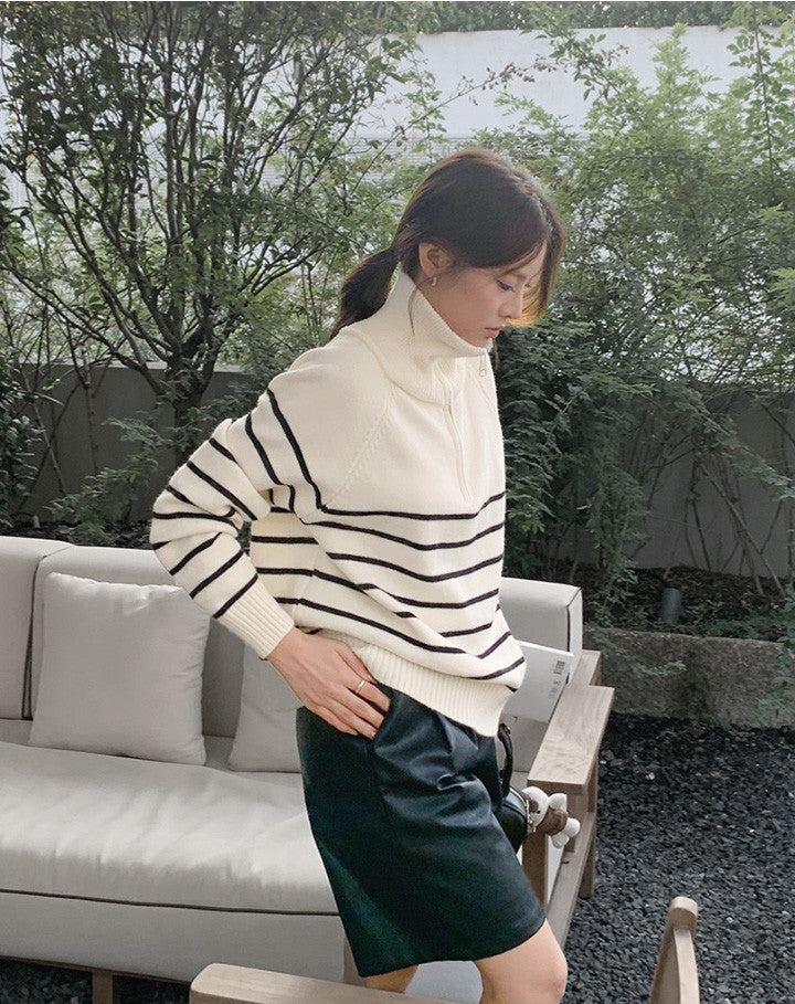 Soy Striped Half Zip-Up