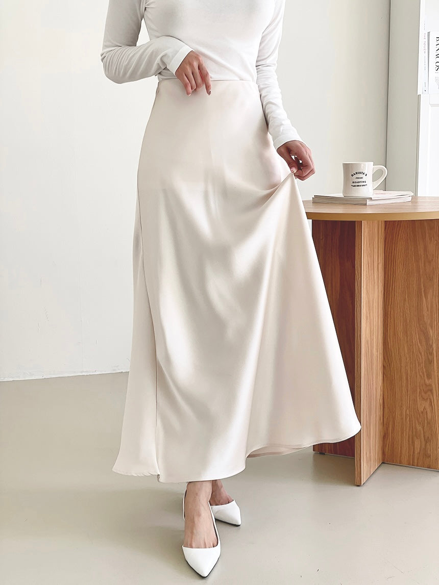 Hidden Banding Satin Maxi Skirt