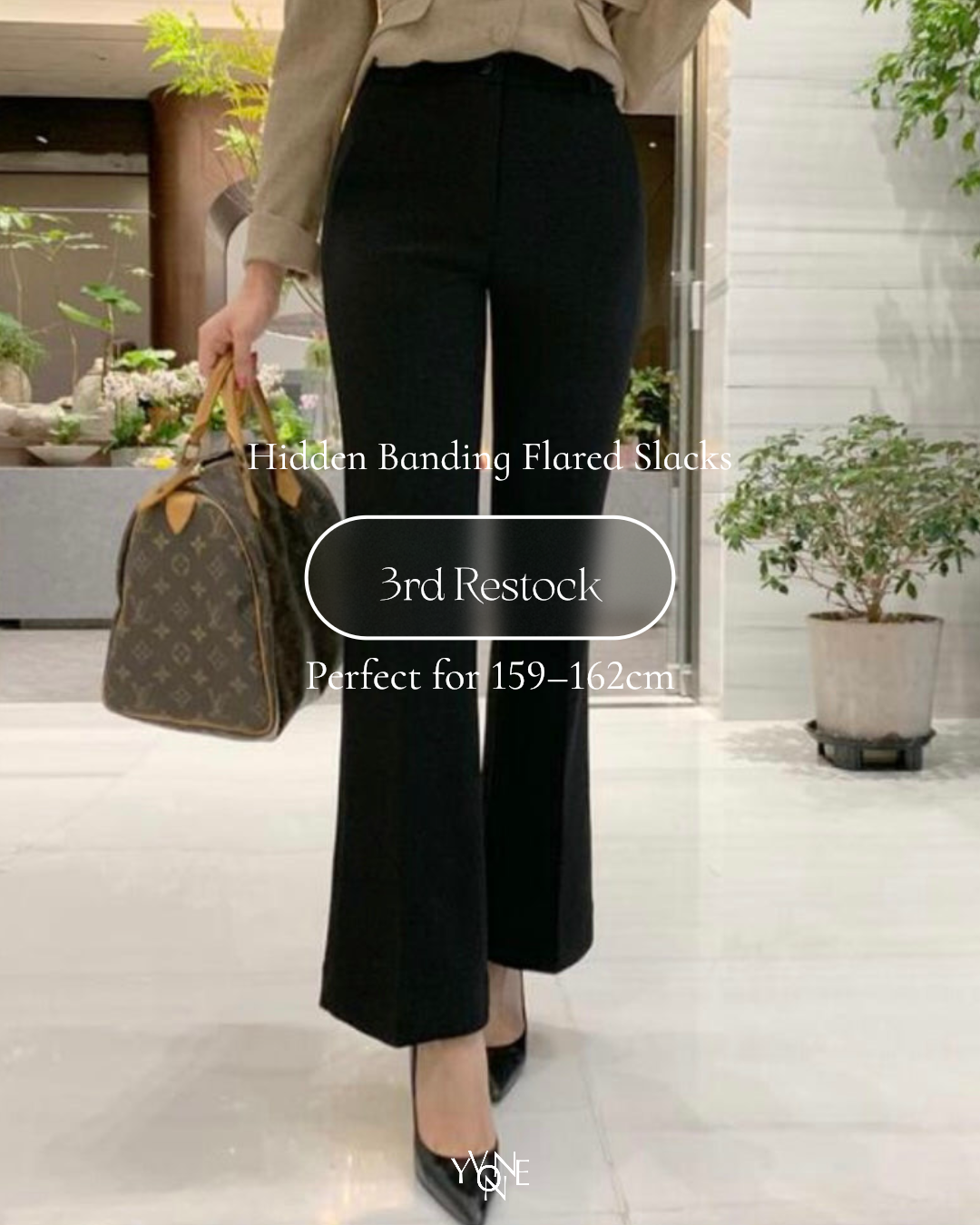 [S,M] Hidden Banding Flared Slacks