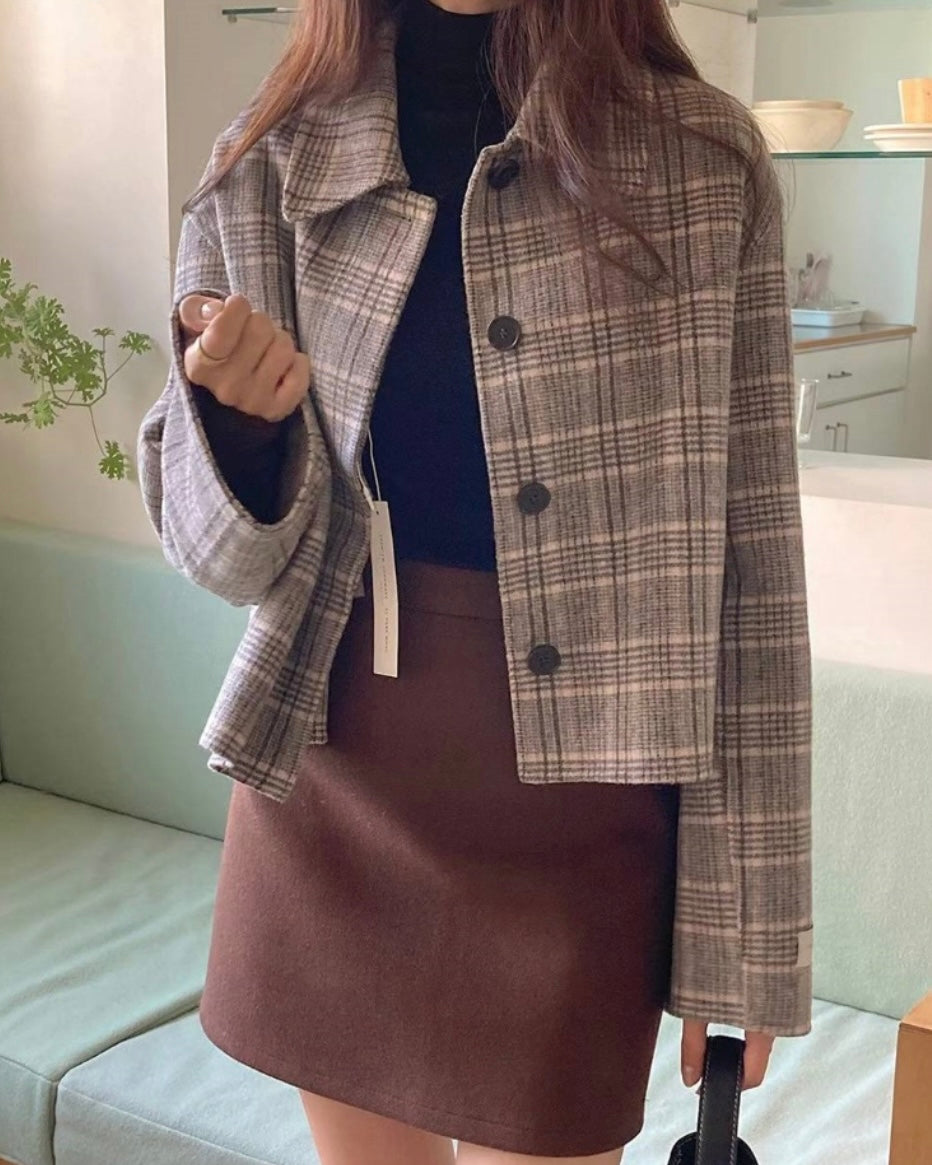 Check Wool Short Jacket
