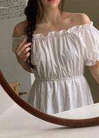 Off-Shoulder Back Ribbon Dress