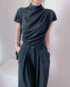 Shirring Half-Neck Top