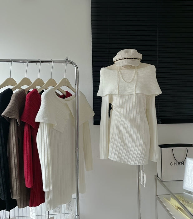 Off-Shoulder Knit Dress