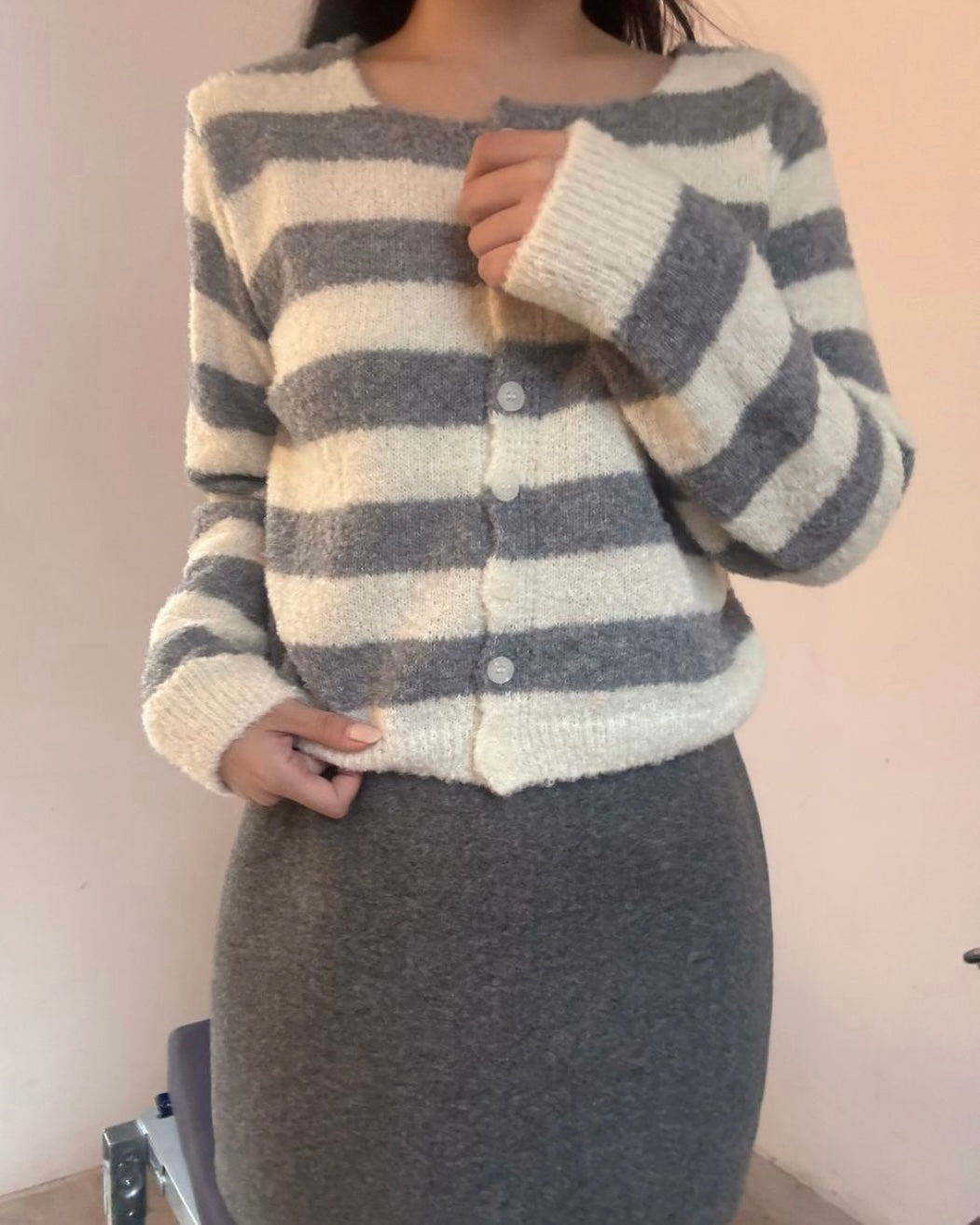 Boucle Striped Cardigan