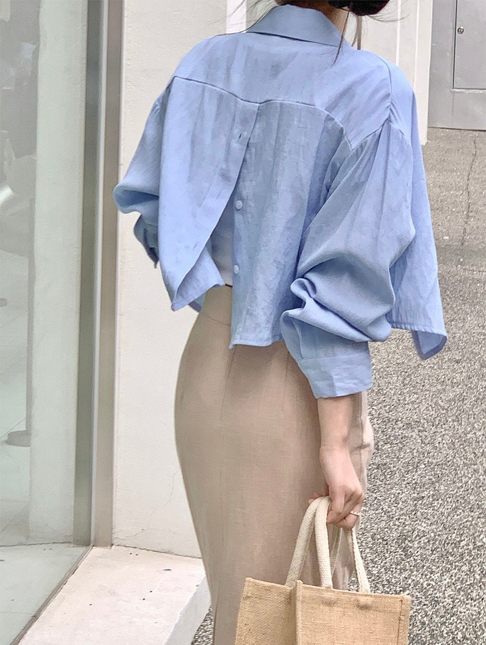 Back Button Cotton Blouse