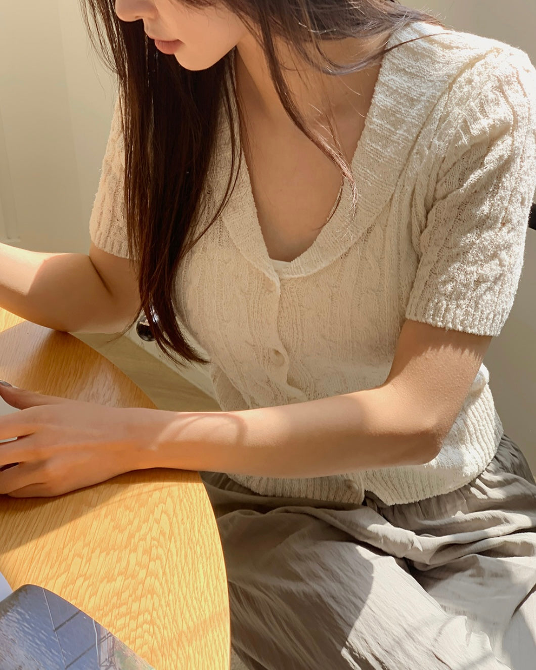 Collar Cable Cardigan