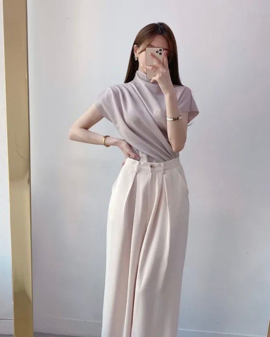 Shirring Half-Neck Top
