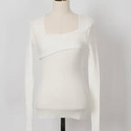 Oblique Ribbed Knit Top
