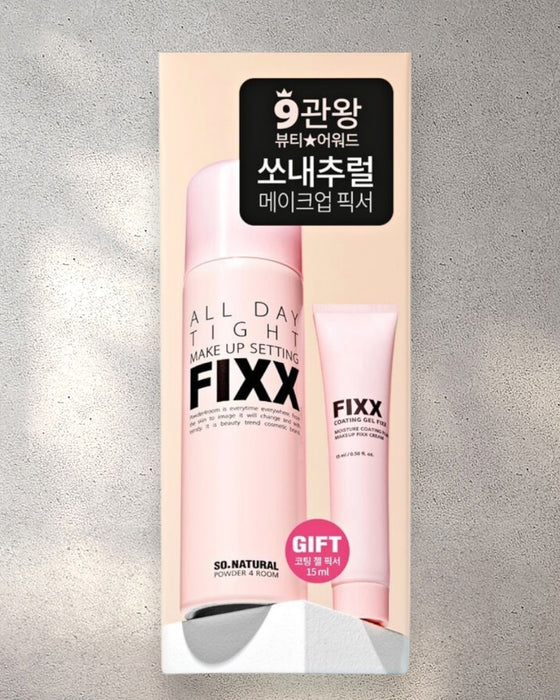 [ So Natural ] All Day Tight Make Up Setting Fixx - 75ml + Gel Fixer 15ml