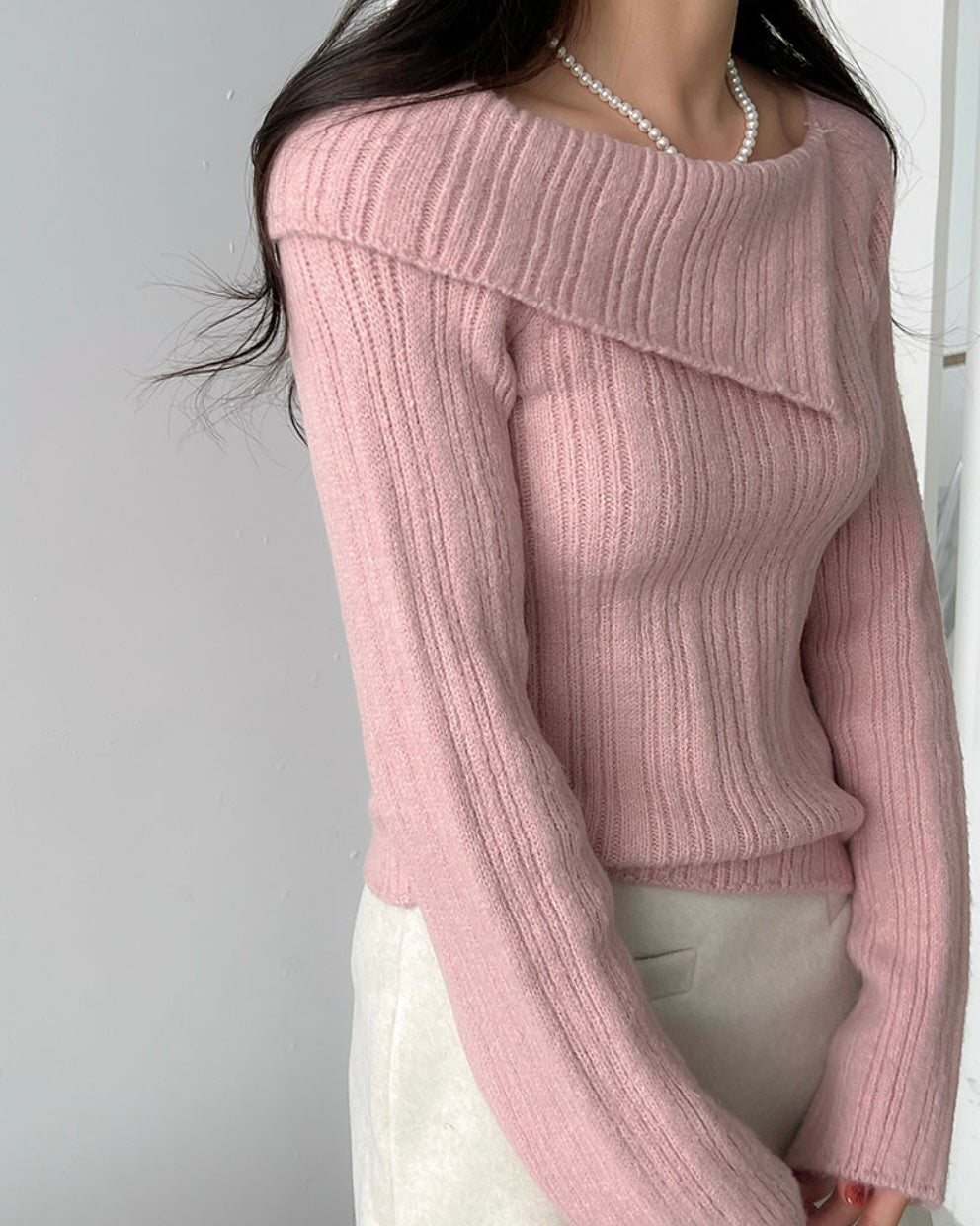 Unbalanced Collar Ribbed Knit