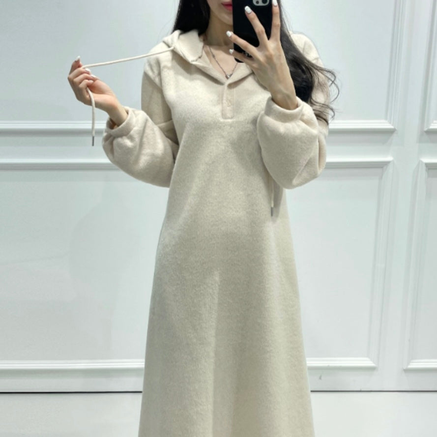 Fleece Hoodie Long Dress