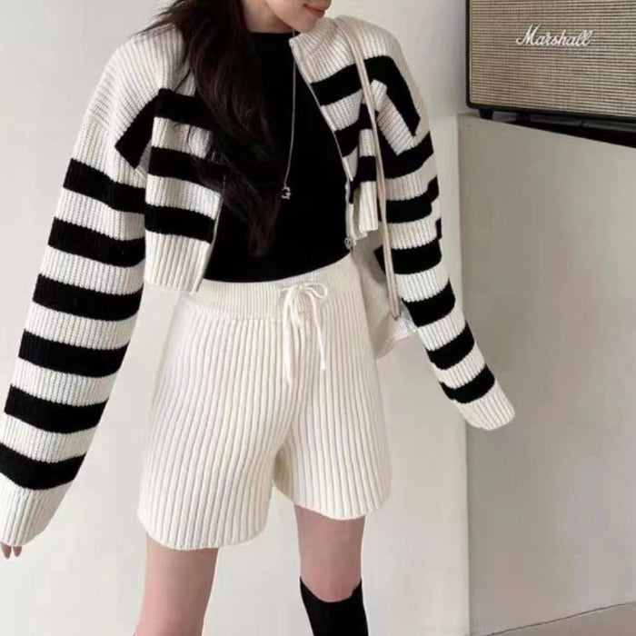 Striped Knit Zip-up Set