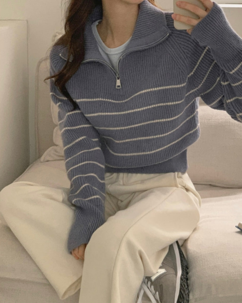 Striped Half Zip-Up