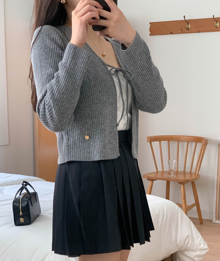 Cashmere Wool Ribbon Cardigan