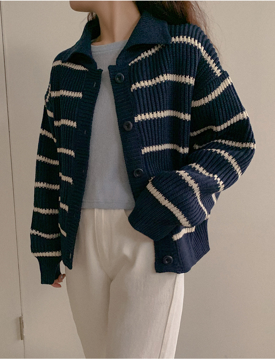 Striped Collor Cardigan