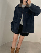 Leather Collar Denim Jacket