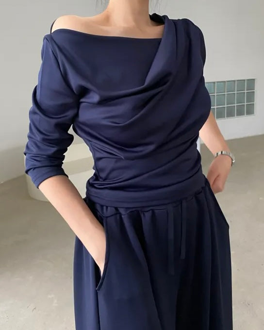 Shirring Elbow Sleeve Blouse