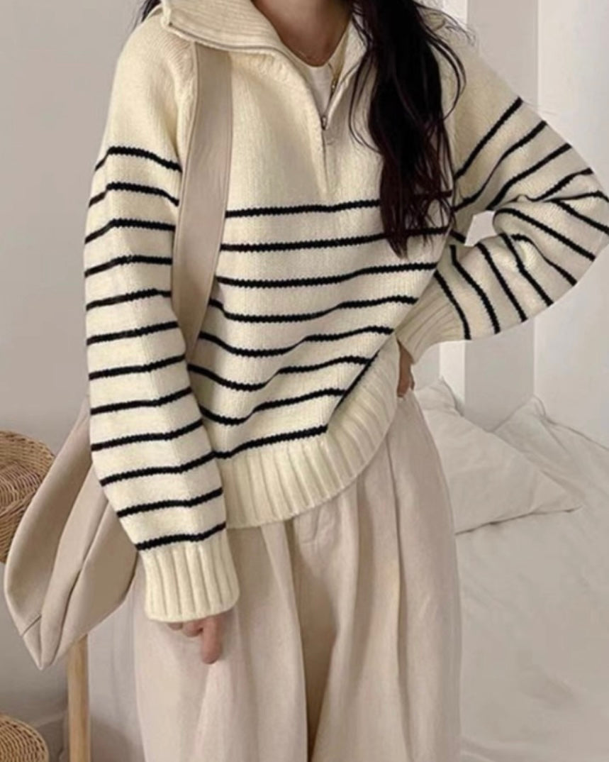 Soy Striped Half Zip-Up