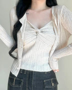 Twist Sleeveless Cardigan Set