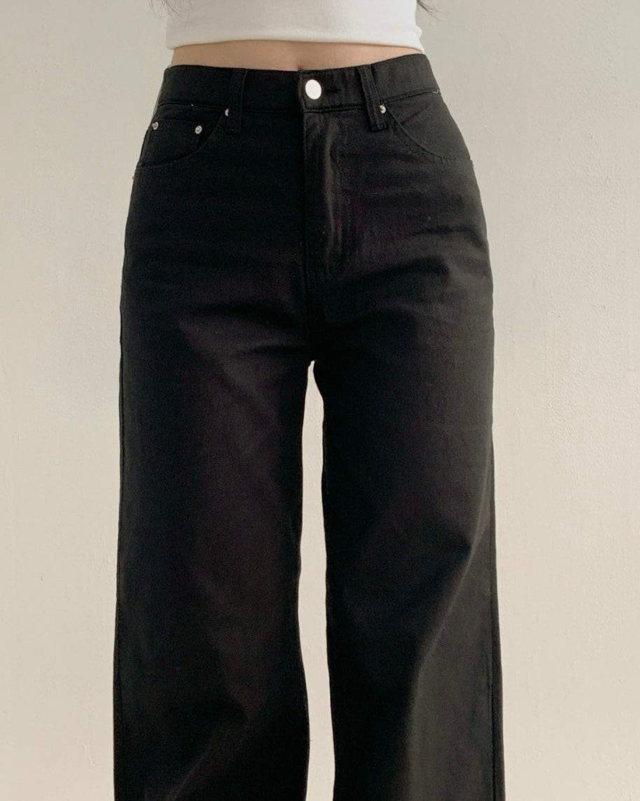 [S/M/L] Black High-Waist Stretchy Flared Cotton Pants
